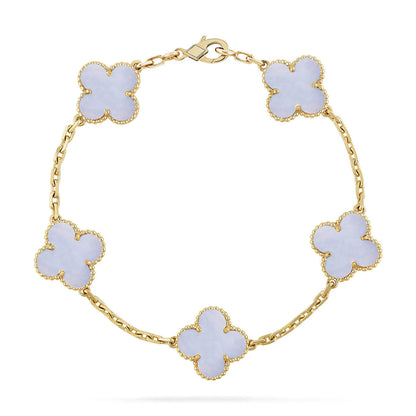 [⭐Maelin] CLOVER 5 MOTIF PURPLE CHALCEDONY BRACELET COLLECTION