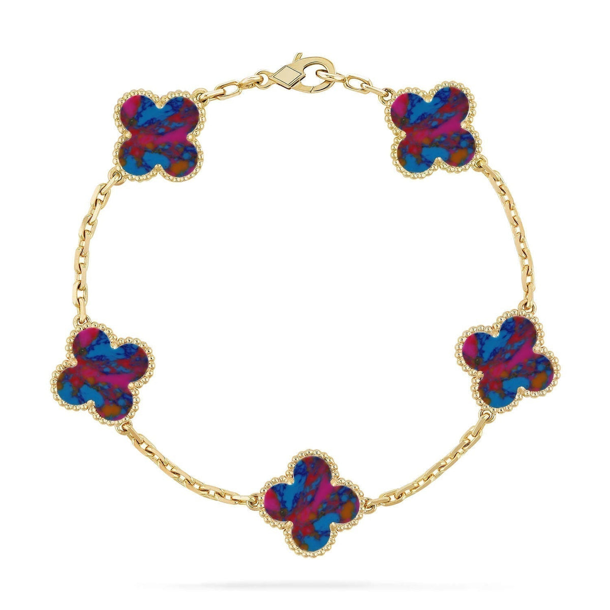 [⭐Maelin]CLOVER 5 MOTIF COLOR GEMSTONES BRACELET COLLECTION