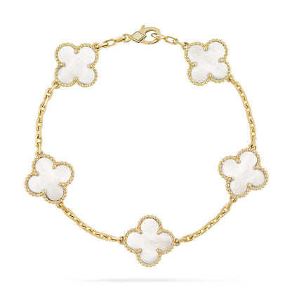 [⭐Maelin]CLOVER WHITE PEARL MOP 5 MOTIF BRACELET COLLECTION