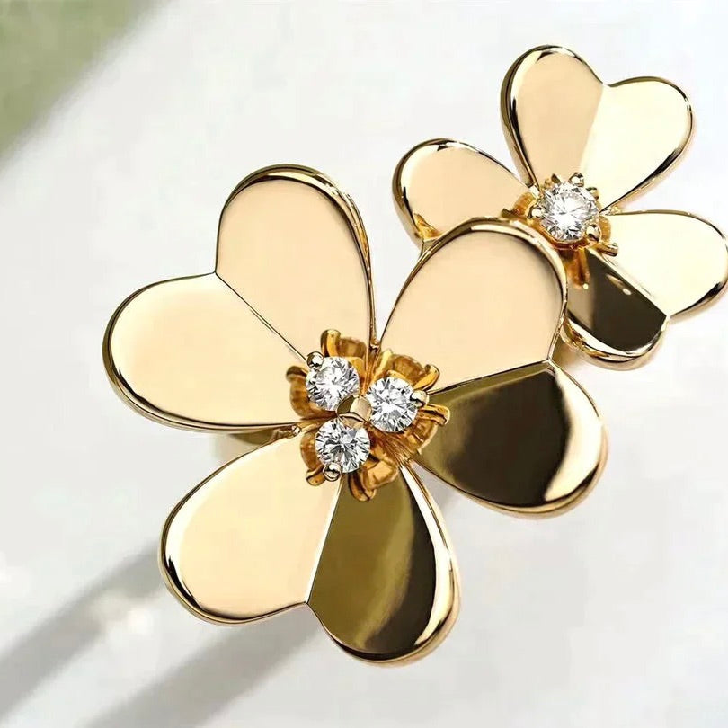 [⭐Maelin]CLOVER COMOS GOLD DIAMOND RING
