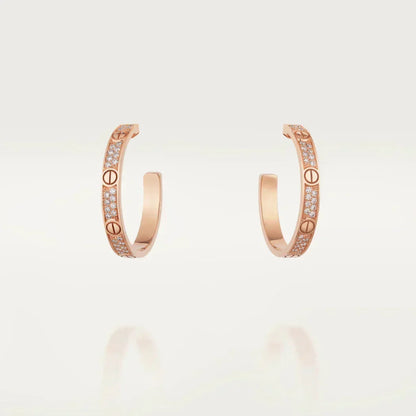 [⭐Maelin]LOVE DIAMOND PINK GOLD HOOP EARRINGS