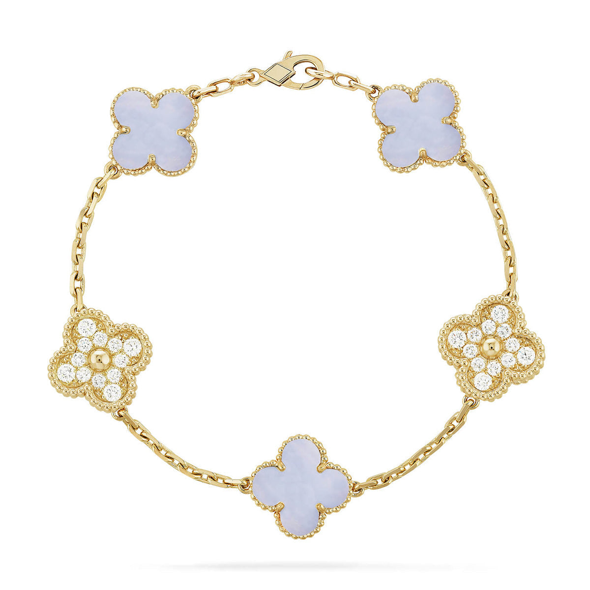 [⭐Maelin] CLOVER 5 MOTIF PURPLE CHALCEDONY BRACELET COLLECTION