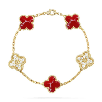 [⭐Maelin]CLOVER 5 MOTIF RED PATTERN BRACELET COLLECTION