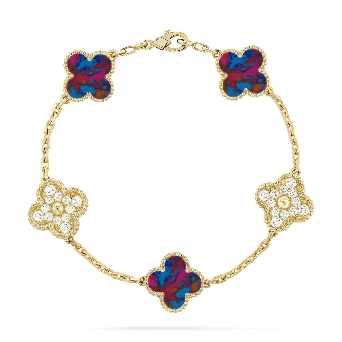 [⭐Maelin]CLOVER 5 MOTIF COLOR GEMSTONES BRACELET COLLECTION