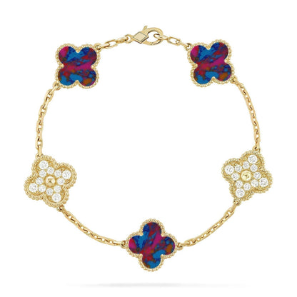 [⭐Maelin]CLOVER 5 MOTIF COLOR GEMSTONES BRACELET COLLECTION