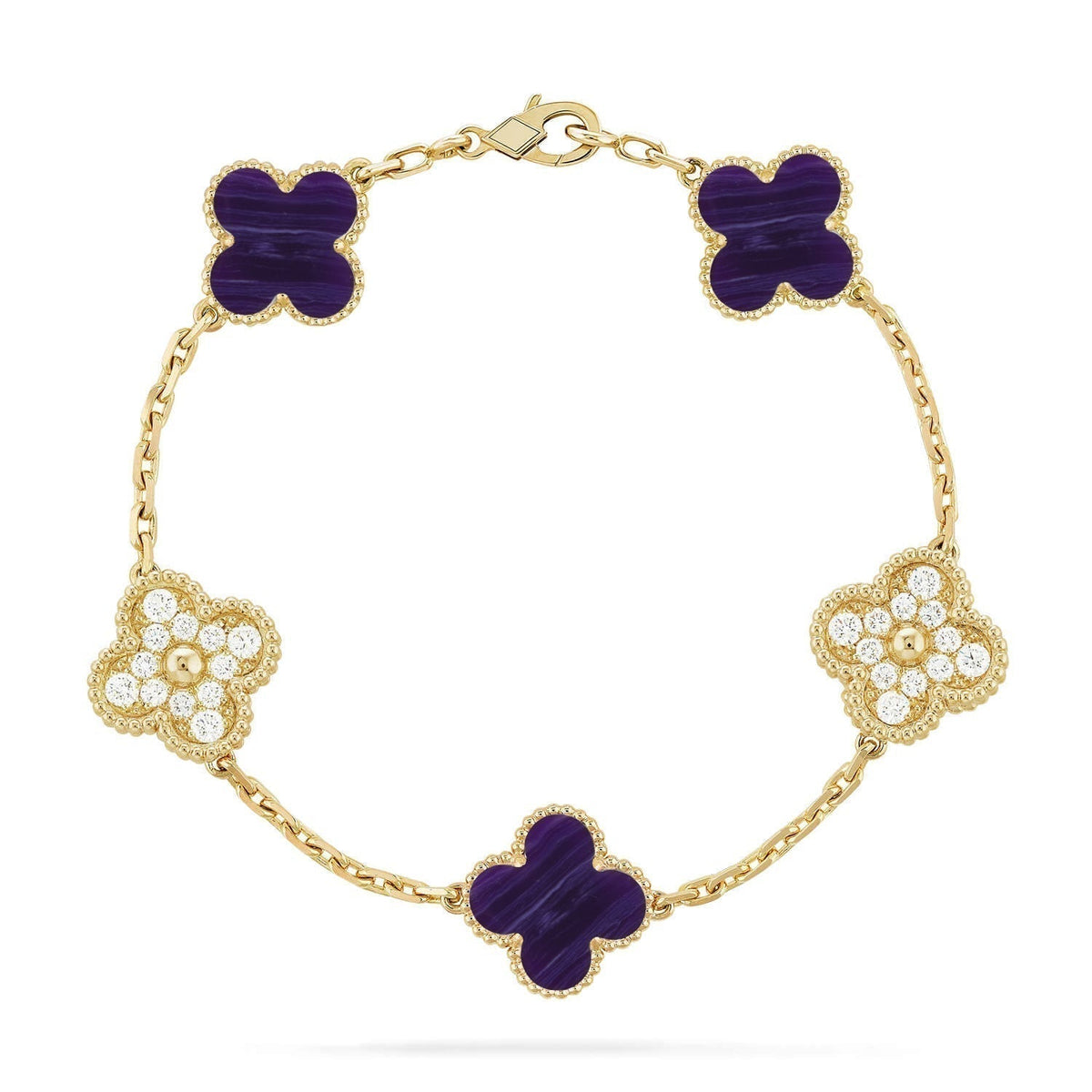 [⭐Maelin]CLOVER 5 MOTIF PURPLE STRIPES BRACELET COLLECTION