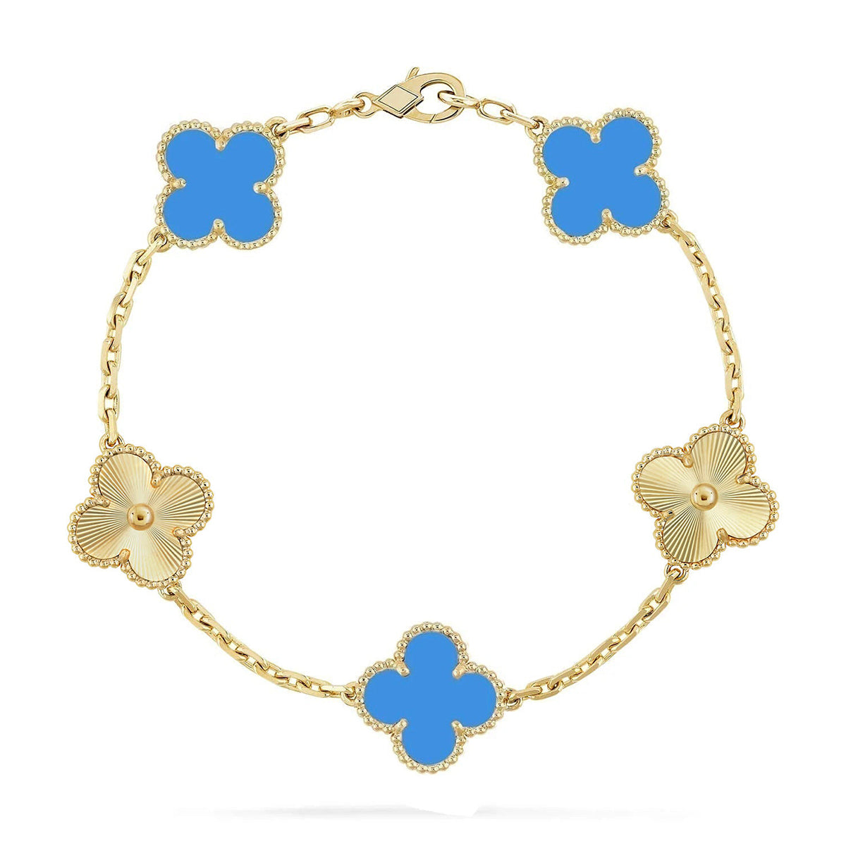 [⭐Maelin] CLOVER 5 MOTIF BLUE AGATE BRACELET COLLECTION