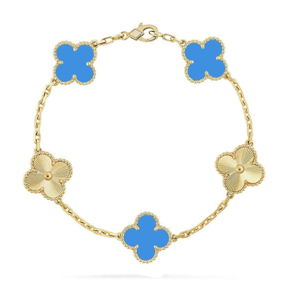 [⭐Maelin] CLOVER 5 MOTIF BLUE AGATE BRACELET COLLECTION
