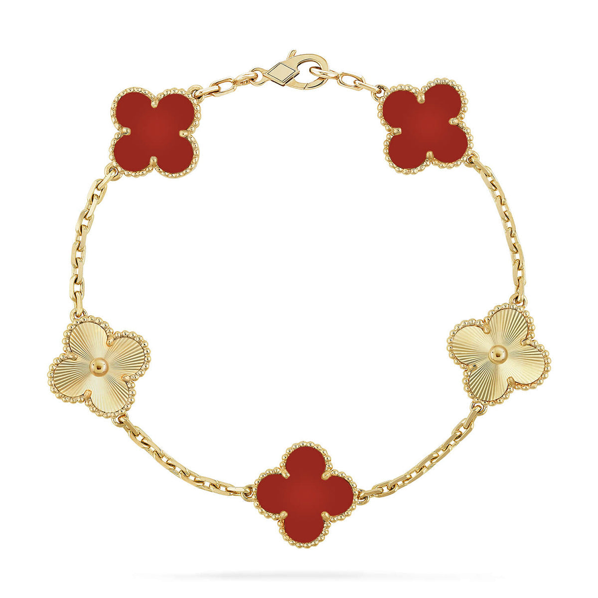 [⭐Maelin] CLOVER 5 MOTIF RED CORNELIAN BRACELET COLLECTION