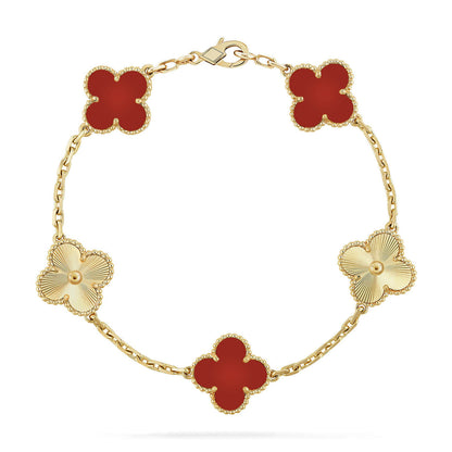 [⭐Maelin] CLOVER 5 MOTIF RED CORNELIAN BRACELET COLLECTION