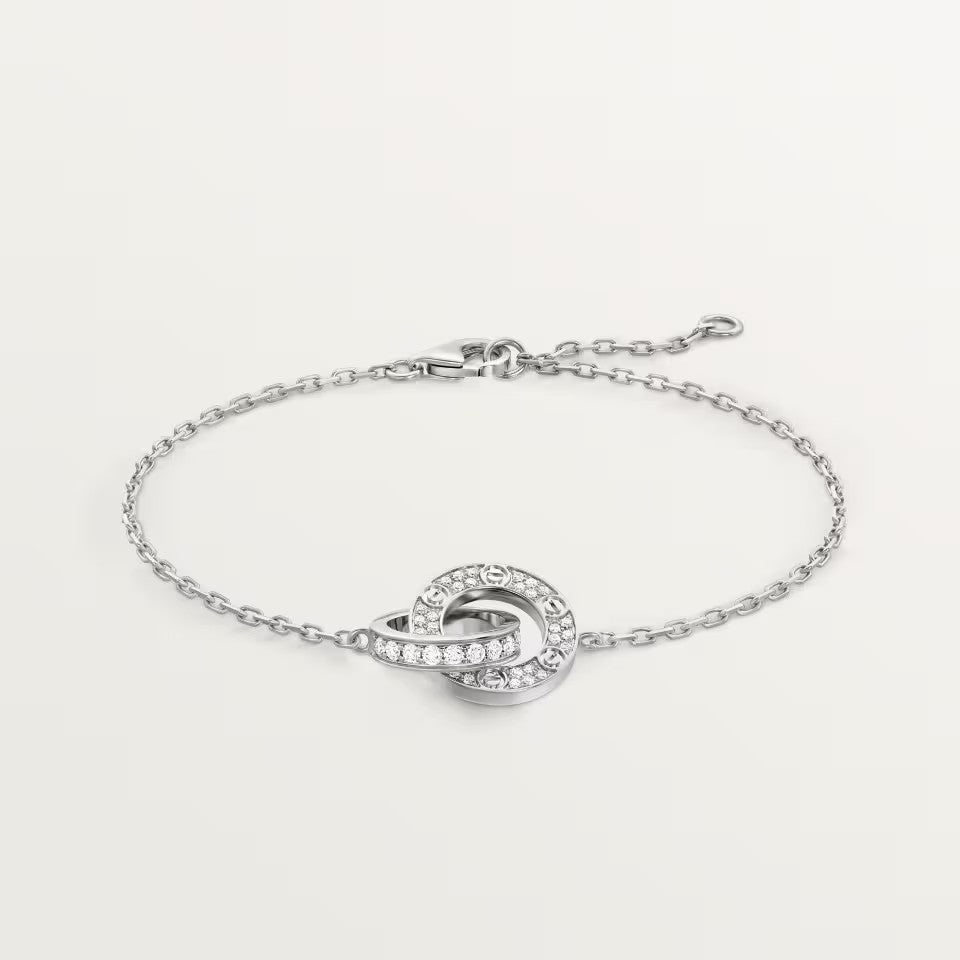 [⭐Maelin]LOVE DOUBLE RING FULL DIAMOND BRACELET