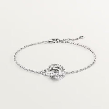 [⭐Maelin]LOVE DOUBLE RING FULL DIAMOND BRACELET
