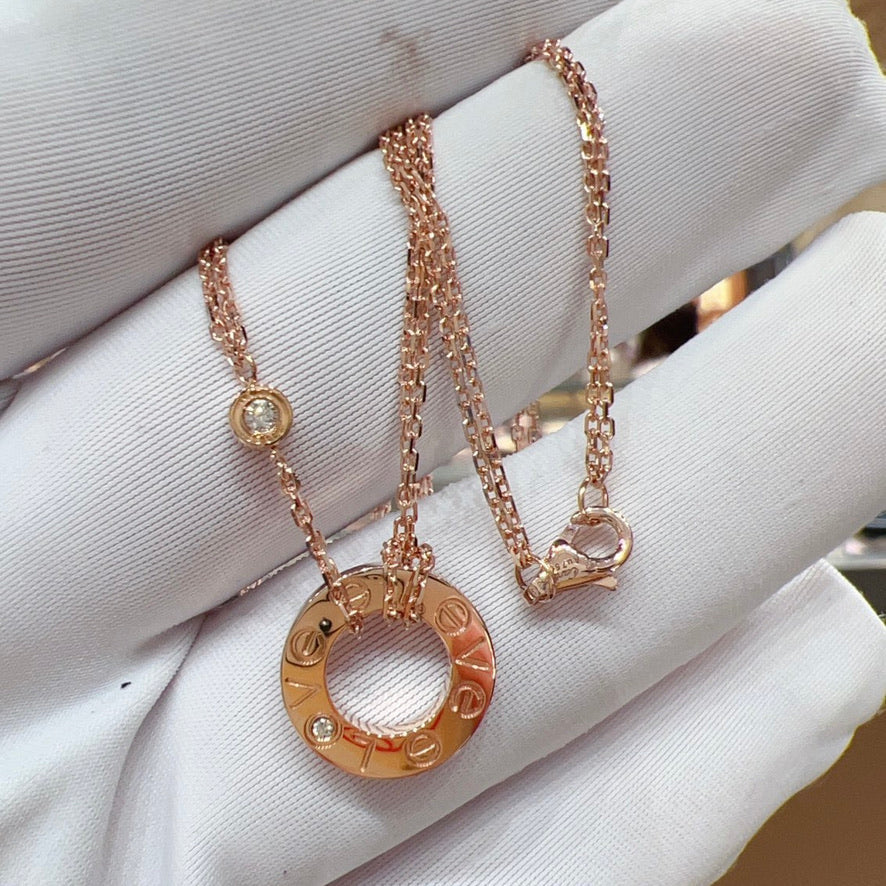 [⭐Maelin]LOVE NECKLACE 16MM 2 DIAMONDS