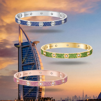 [⭐Maelin]2026 PAVE GEMSTONE LOVE BRACELET 6.1MM 10 DIAMONDS