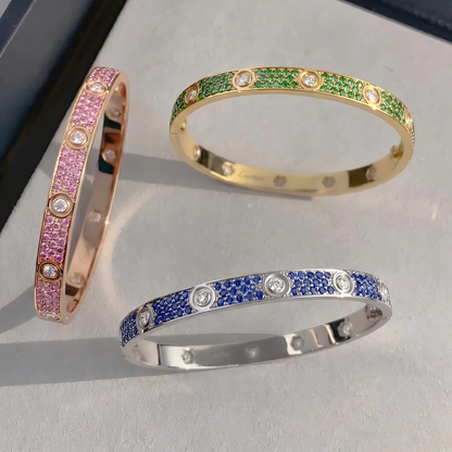 [⭐Maelin]2026 PAVE GEMSTONE LOVE BRACELET 6.1MM 10 DIAMONDS