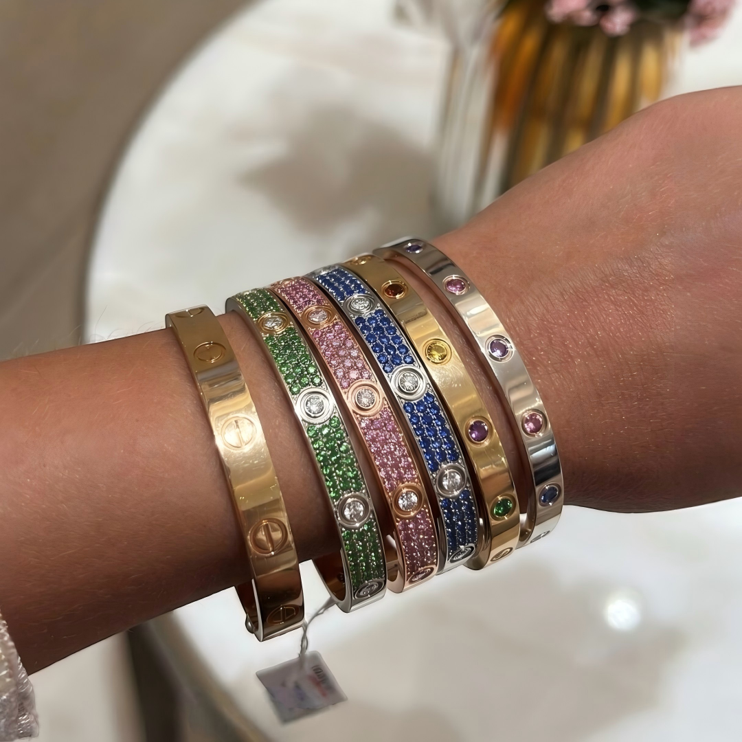 [⭐Maelin]2026 PAVE GEMSTONE LOVE BRACELET 6.1MM 10 DIAMONDS