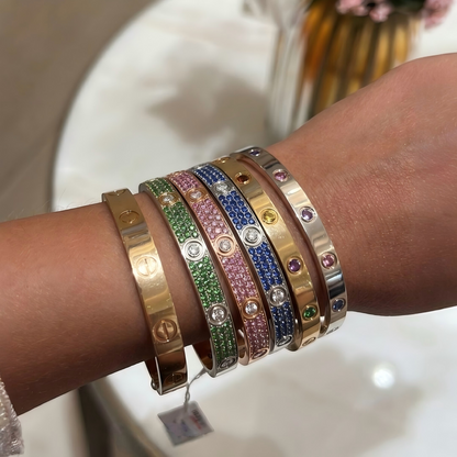 [⭐Maelin]2026 PAVE GEMSTONE LOVE BRACELET 6.1MM 10 DIAMONDS