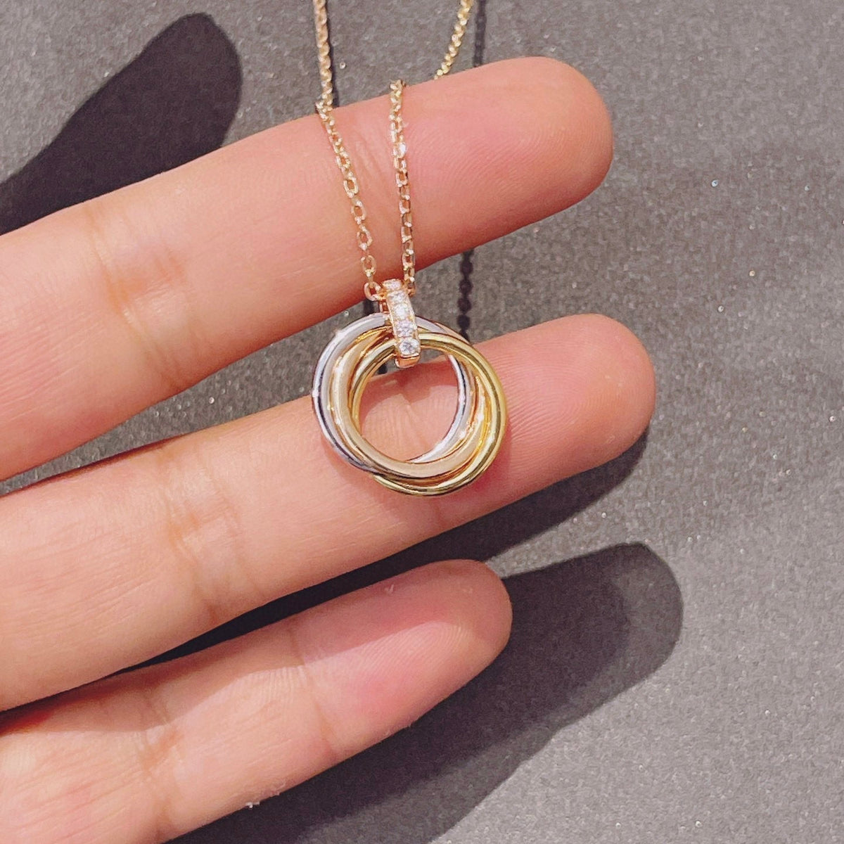[⭐Maelin]TRINITY NECKLACE GOLD  DIAMONDS