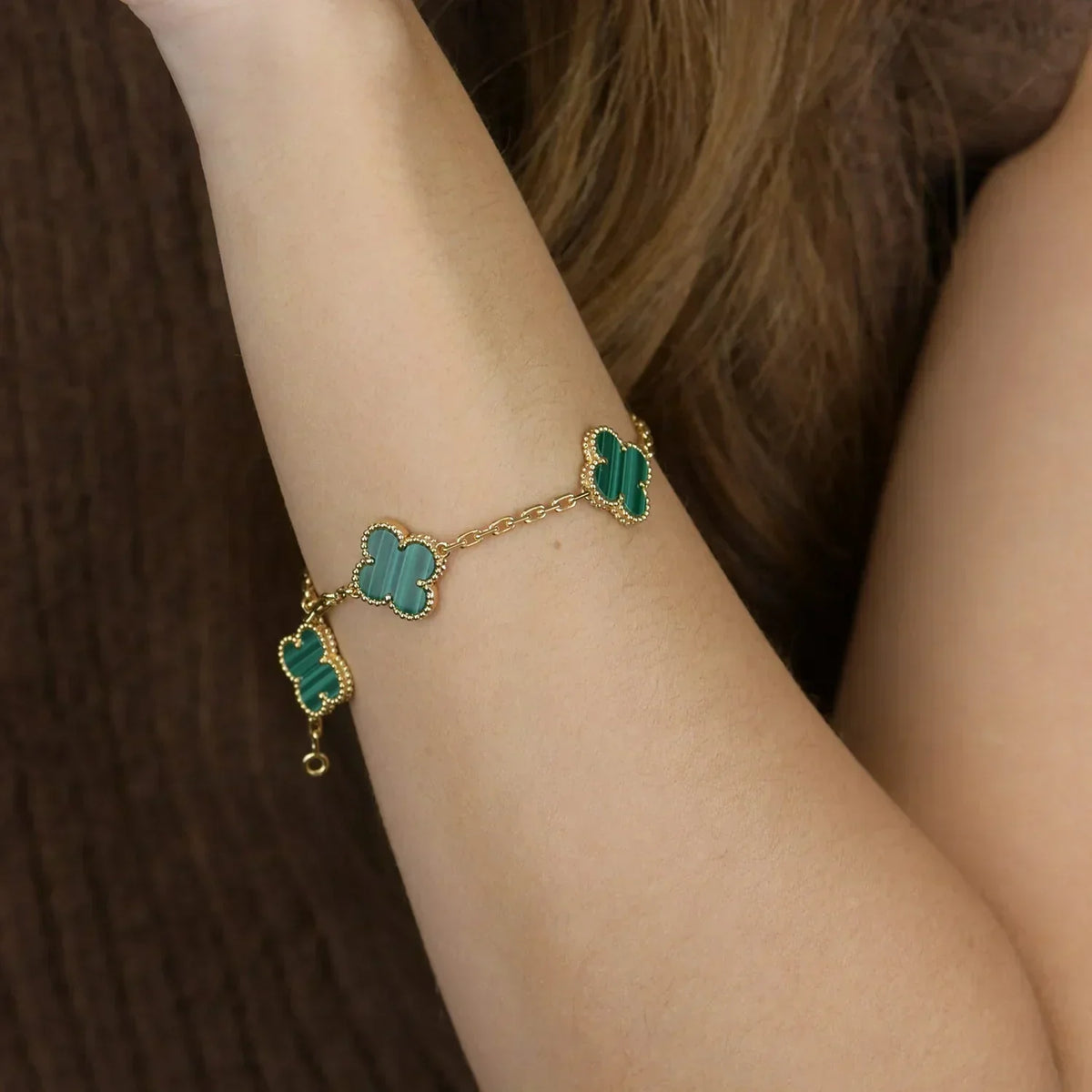[⭐Maelin] CLOVER 5 MOTIF MALACHITE BRACELET COLLECTION