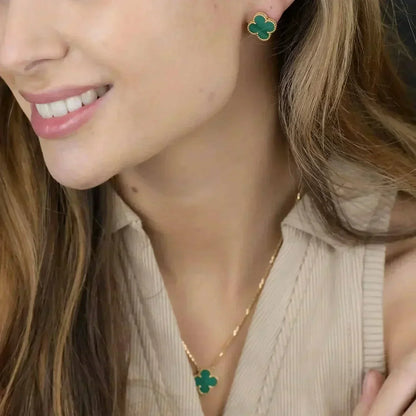[⭐Maelin]CLOVER MINI 9.5MM MALACHITE  EARRINGS