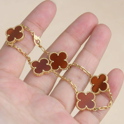 [⭐Maelin] CLOVER 5 MOTIF RED CORNELIAN BRACELET COLLECTION