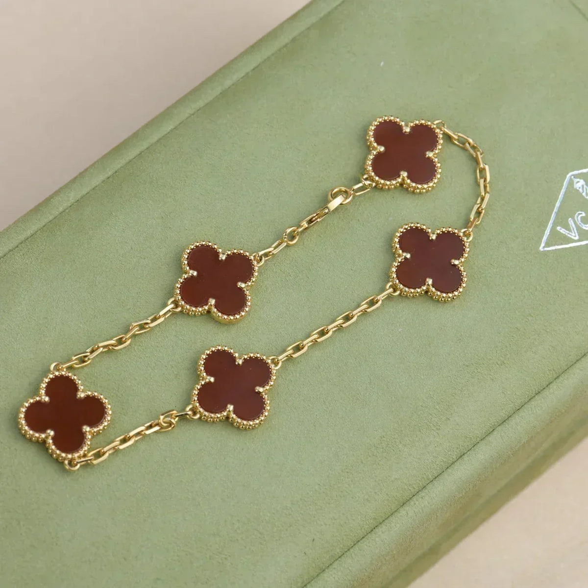 [⭐Maelin] CLOVER 5 MOTIF RED CORNELIAN BRACELET COLLECTION