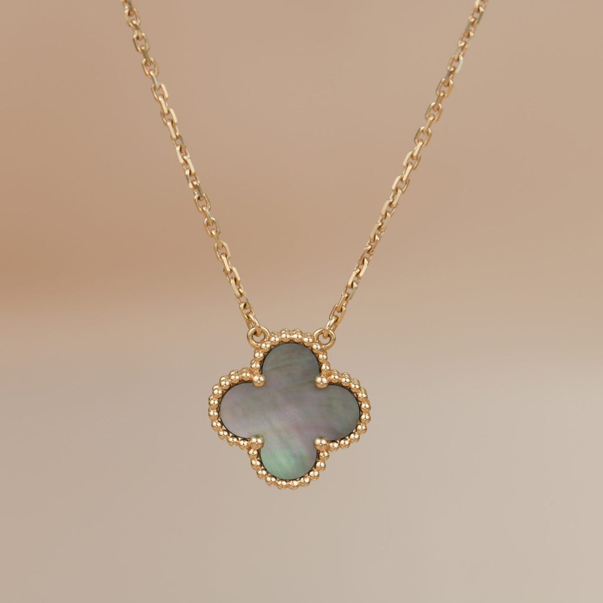 [⭐Maelin]CLOVER 15MM  GRAY MOTHER OF PEARL NECKLACE
