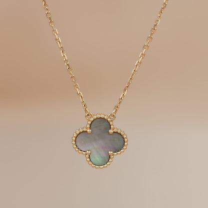 [⭐Maelin]CLOVER 15MM  GRAY MOTHER OF PEARL NECKLACE
