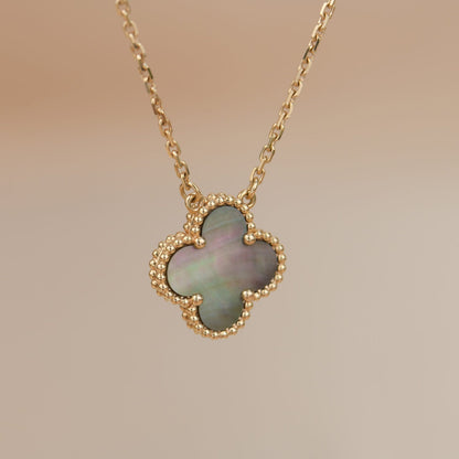 [⭐Maelin]CLOVER 15MM  GRAY MOTHER OF PEARL NECKLACE