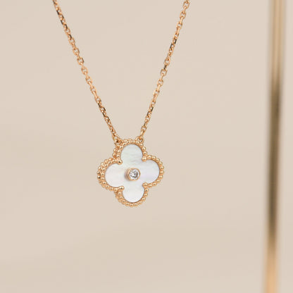 [⭐Maelin]CLOVER 15MM DIAMOND WHITE FRITILLARIA NECKLACE