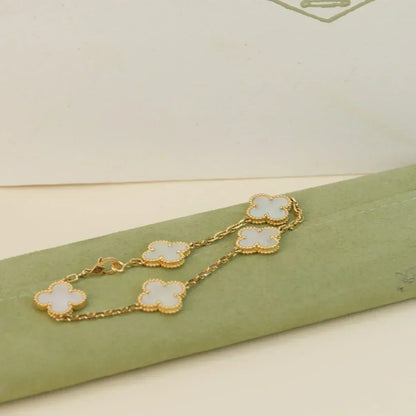 [⭐Maelin]CLOVER WHITE PEARL MOP 5 MOTIF BRACELET COLLECTION