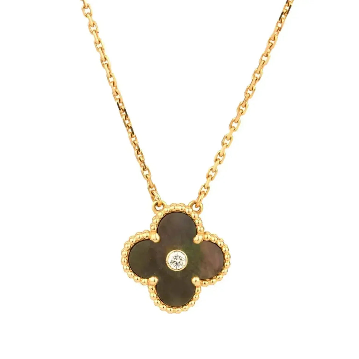 [⭐Maelin]CLOVER 15MM DIAMOND AND MOTHER-OF-GREY NECKLACE
