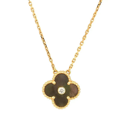 [⭐Maelin]CLOVER 15MM DIAMOND AND MOTHER-OF-GREY NECKLACE