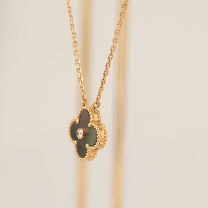 [⭐Maelin]CLOVER 15MM DIAMOND AND MOTHER-OF-GREY NECKLACE