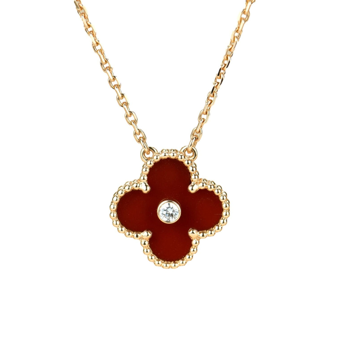 [⭐Maelin]CLOVER 15MM DIAMOND CARNELIAN NECKLACE
