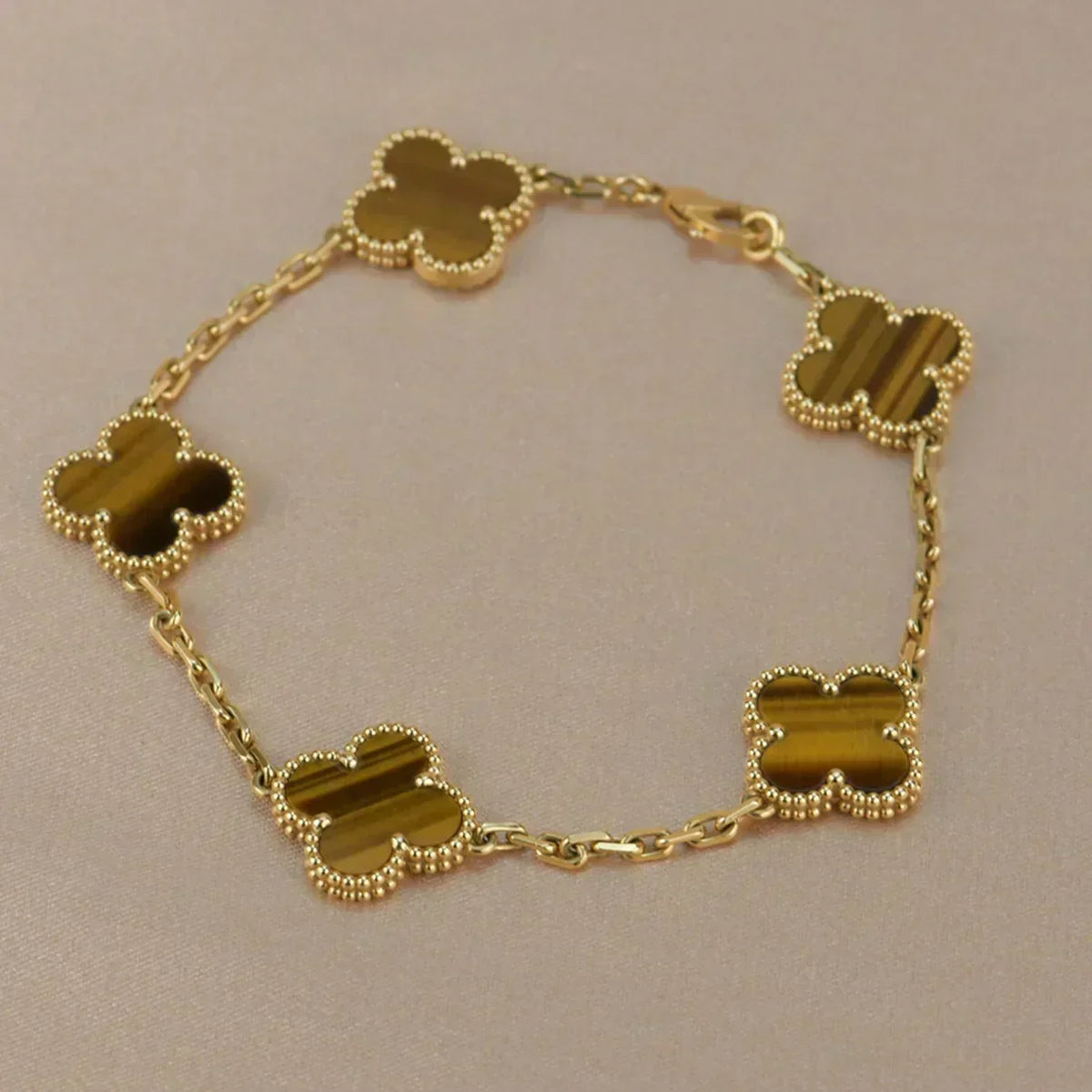 [⭐Maelin] CLOVER 5 MOTIFS TIGER EYE BRACELET COLLECTION