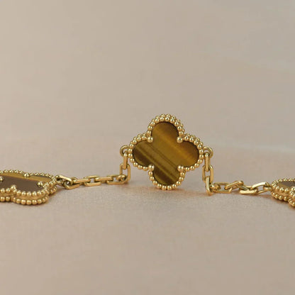 [⭐Maelin] CLOVER 5 MOTIFS TIGER EYE BRACELET COLLECTION