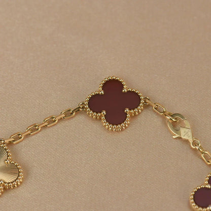 [⭐Maelin] CLOVER 5 MOTIF RED CORNELIAN BRACELET COLLECTION