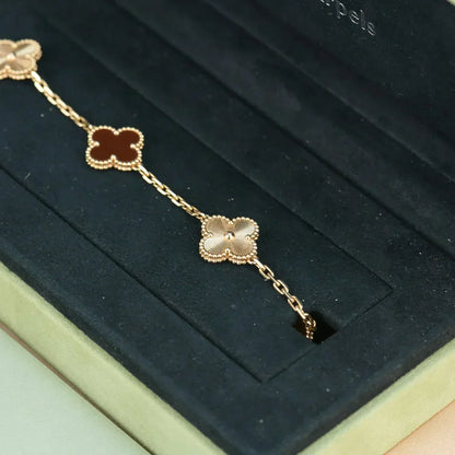 [⭐Maelin] CLOVER 5 MOTIF RED CORNELIAN BRACELET COLLECTION