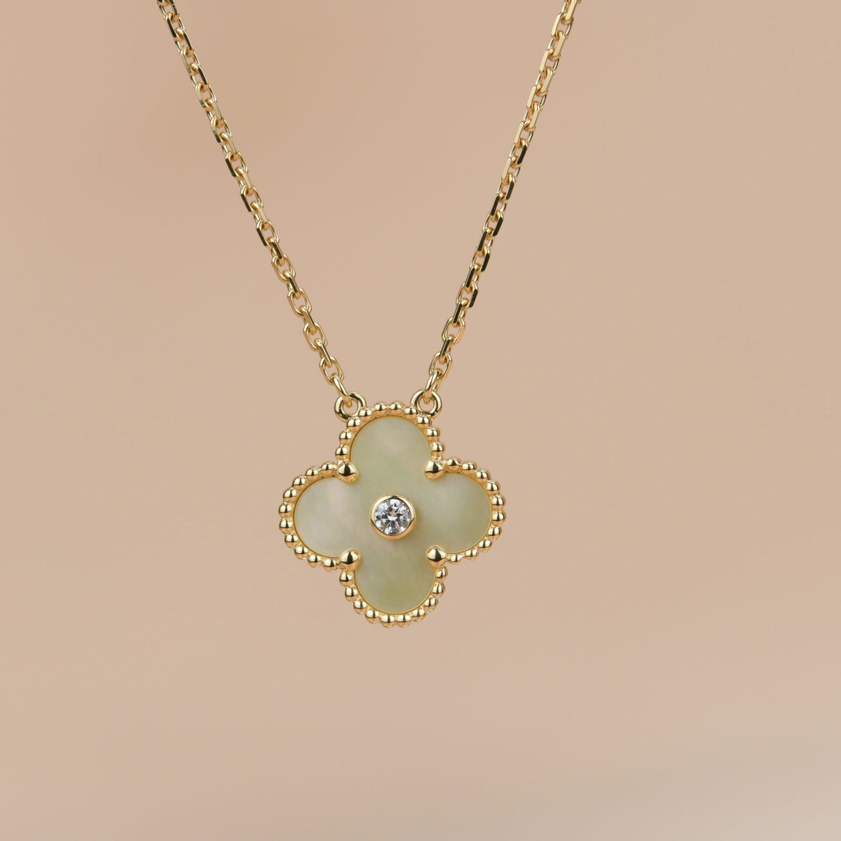 [⭐Maelin]CLOVER 15MM DIAMOND GOLD MOTHER OF PEARL NECKLACE