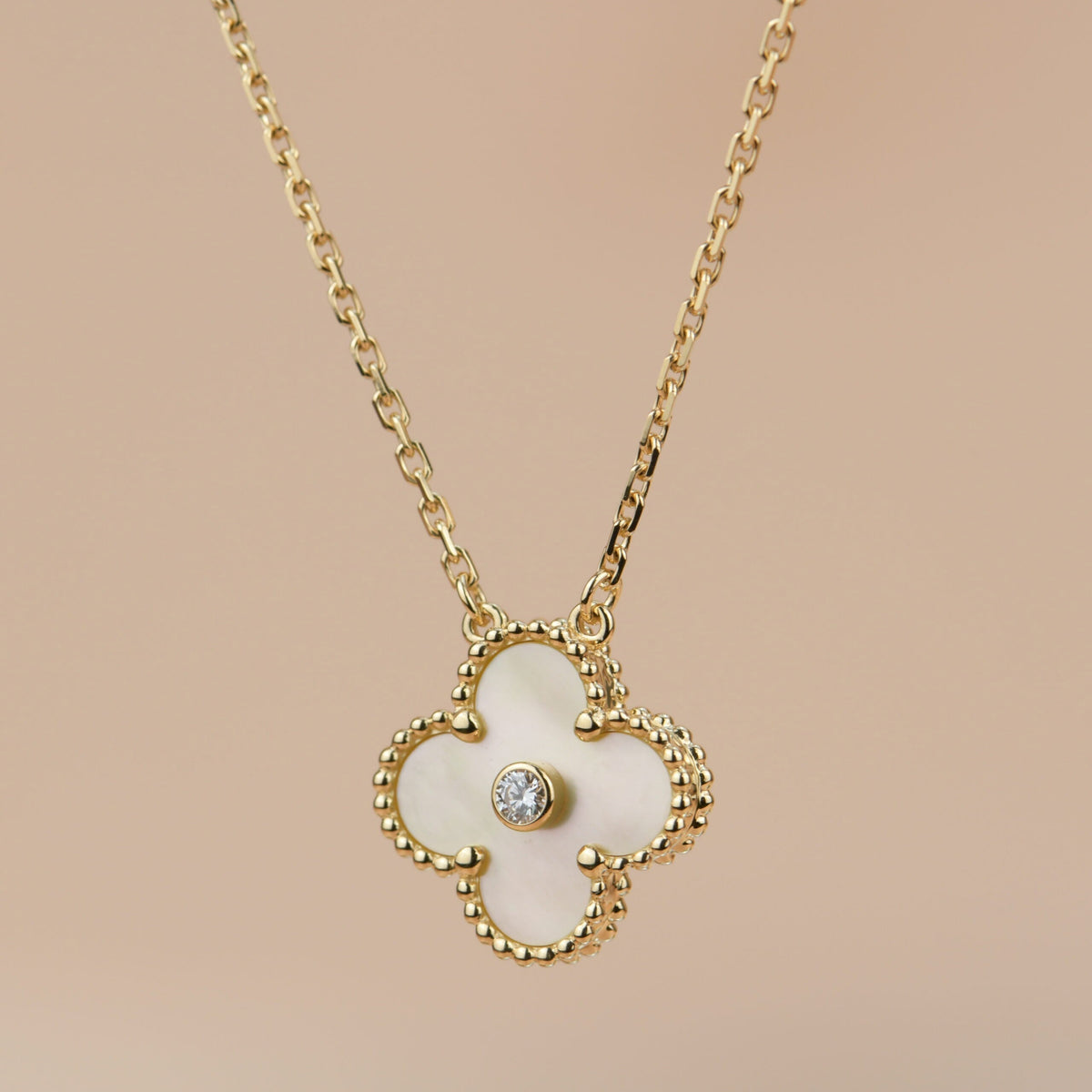 [⭐Maelin]CLOVER 15MM DIAMOND GOLD MOTHER OF PEARL NECKLACE