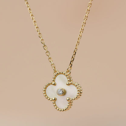 [⭐Maelin]CLOVER 15MM DIAMOND GOLD MOTHER OF PEARL NECKLACE