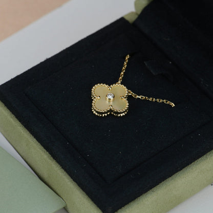 [⭐Maelin]CLOVER 15MM DIAMOND GOLD MOTHER OF PEARL NECKLACE