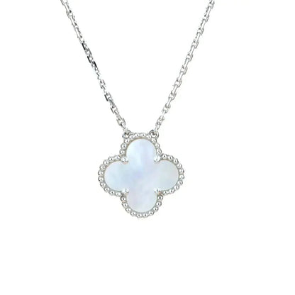 [⭐Maelin]CLOVER  15MM WHITE MOTHER-OF-PEARL SILVER