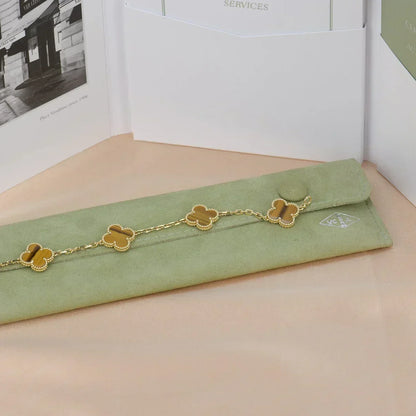 [⭐Maelin] CLOVER 5 MOTIFS TIGER EYE BRACELET COLLECTION