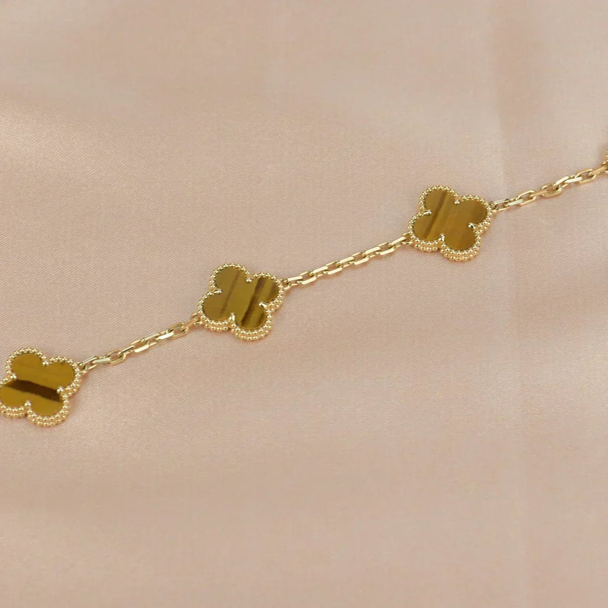 [⭐Maelin] CLOVER 5 MOTIFS TIGER EYE BRACELET COLLECTION