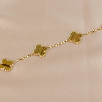 [⭐Maelin] CLOVER 5 MOTIFS TIGER EYE BRACELET COLLECTION