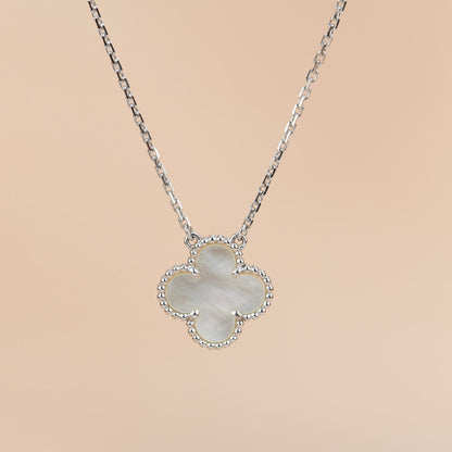 [⭐Maelin]CLOVER  15MM WHITE MOTHER-OF-PEARL SILVER