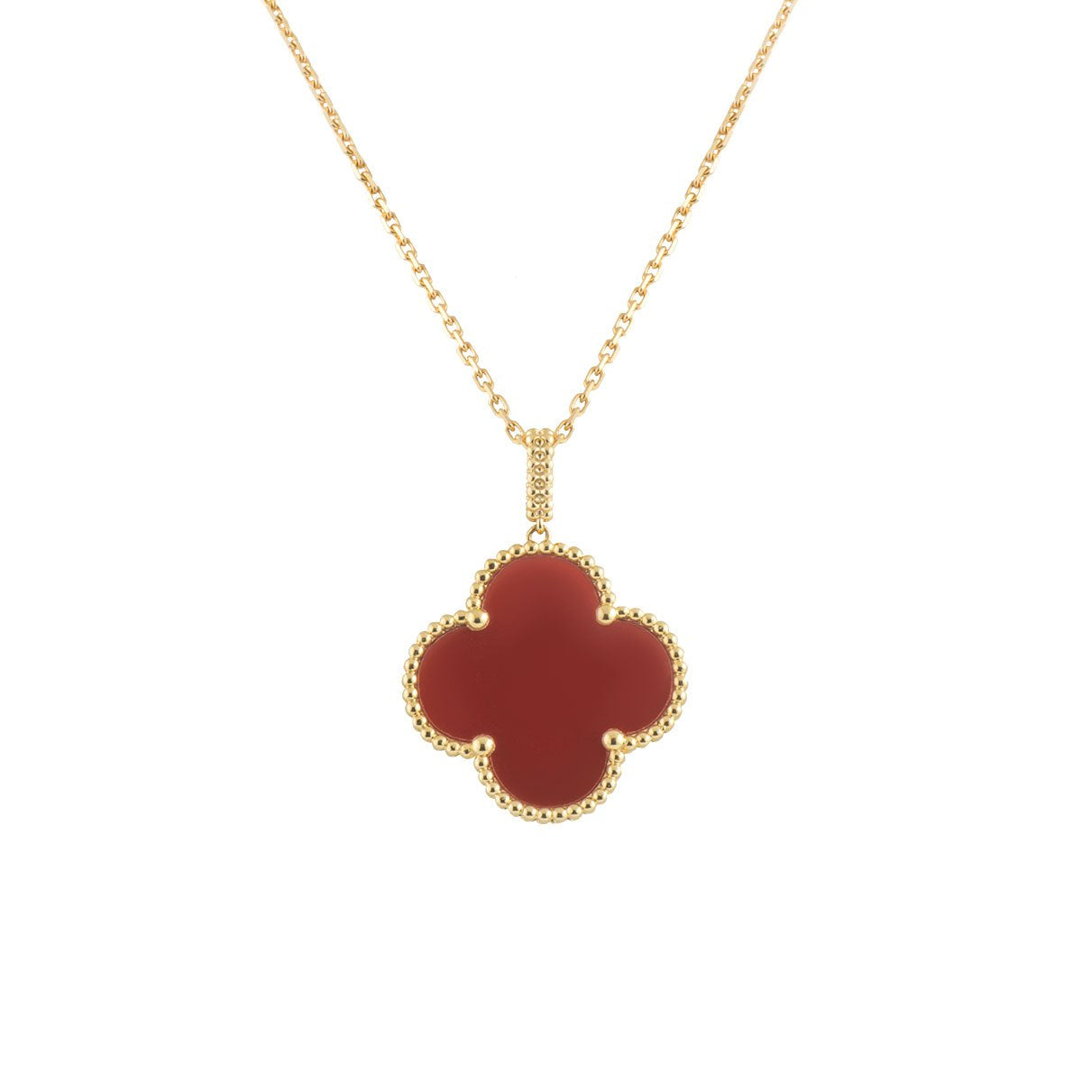 [⭐Maelin]CLOVER 25MM NECKLACE GOLD CARNELIAN
