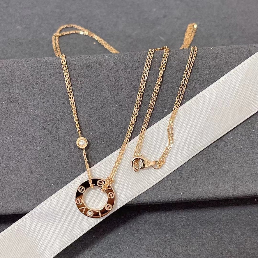 [⭐Maelin]LOVE NECKLACE 16MM 2 DIAMONDS